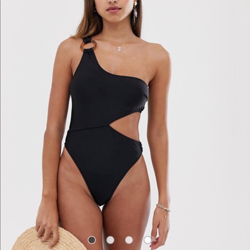 Tortoise shell cut out swim suit